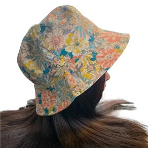 Boutique Handcrafted Flirty Feminine Floral Multi-Color OSFM Bucket Hat Beach